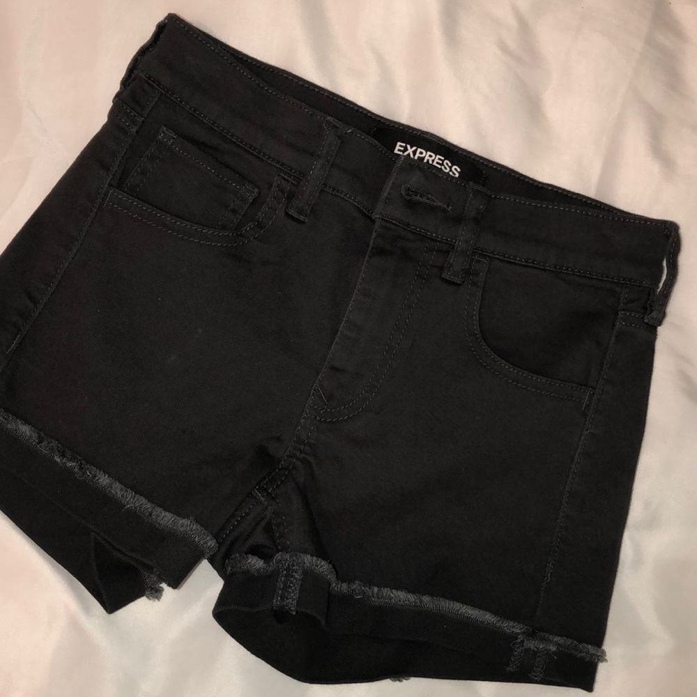 Black express jean shorts